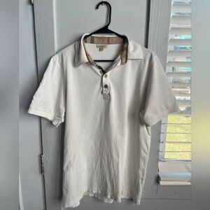 Burberry White Polo Shirt with Tan Accents